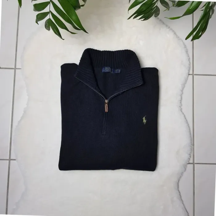 Pull Camionneur half demi zip Ralph Lauren XXL Noir