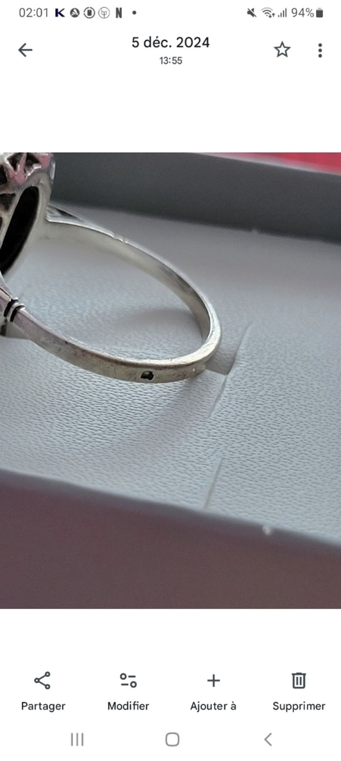 Bague de fiançailles ancienne en argent avec pierre bleu taille 57 - photo numéro 4