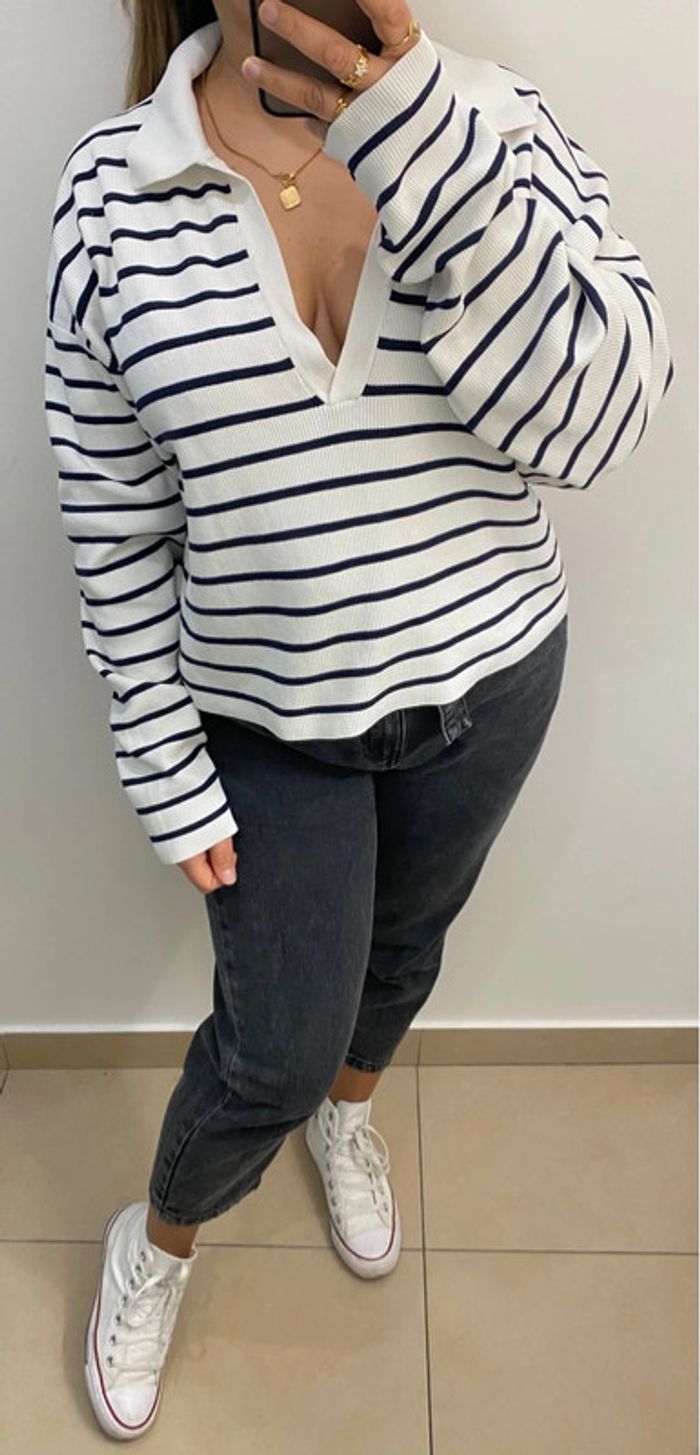 Superbe Pull Léger Ample A Rayures Taille M Et Plus - photo numéro 5