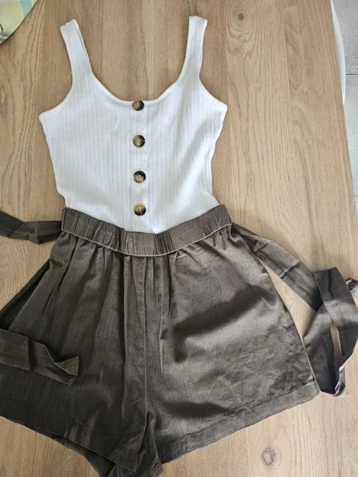Combie short blanc kaki t 34 femme fille adolescente Shein - photo numéro 7