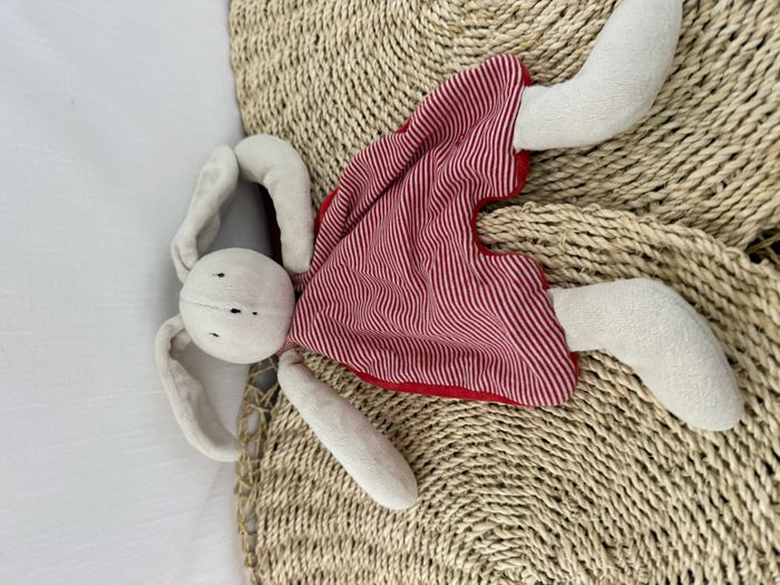 Doudou Lapin Coudemail Gris et rouge - photo numéro 1