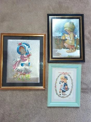 Lot de 3 illustrations fille vintage style Sarah Kay