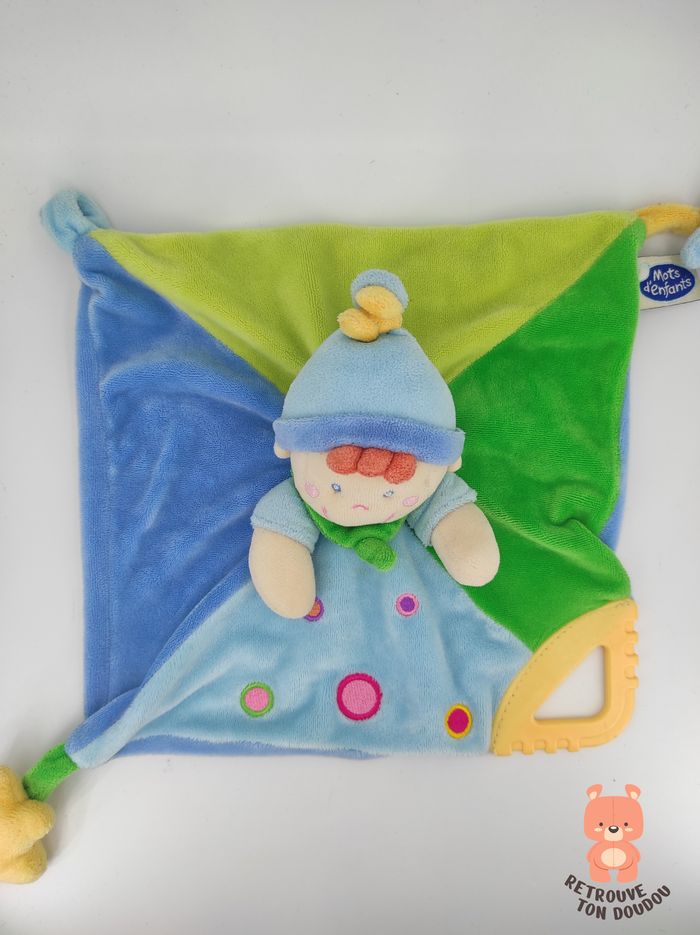Doudou plat garçon lutin bleu Mots d'Enfants - photo numéro 2