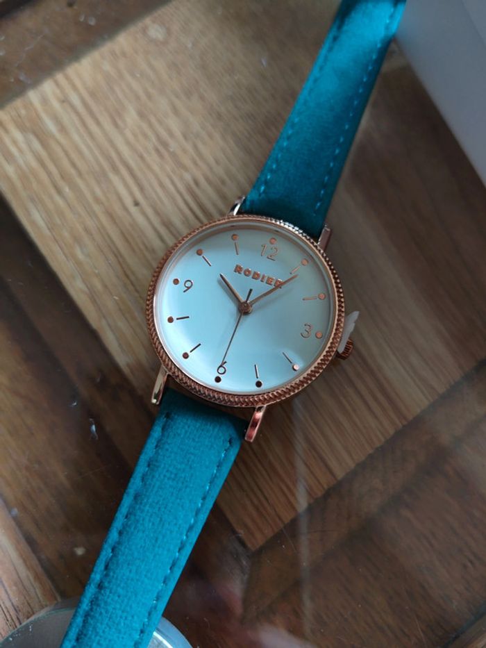 Montre Rodier Cadran Rose Gold et bracelet bleu vert - photo numéro 6