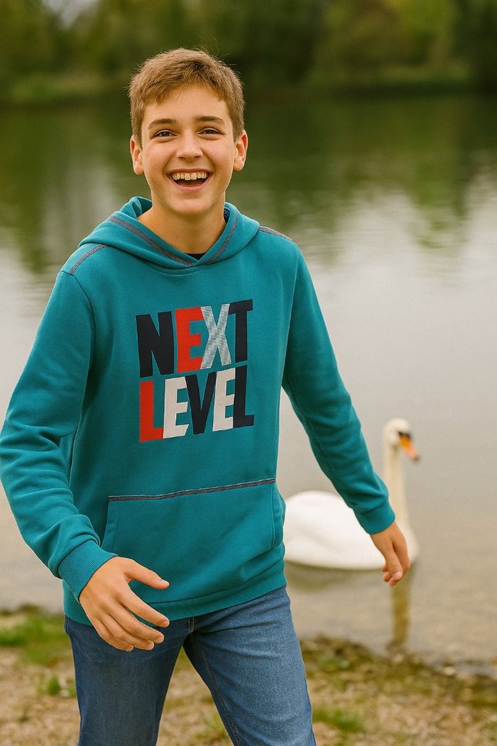 Sweat à capuche bleu Next Level enfant 14 ans - photo numéro 5