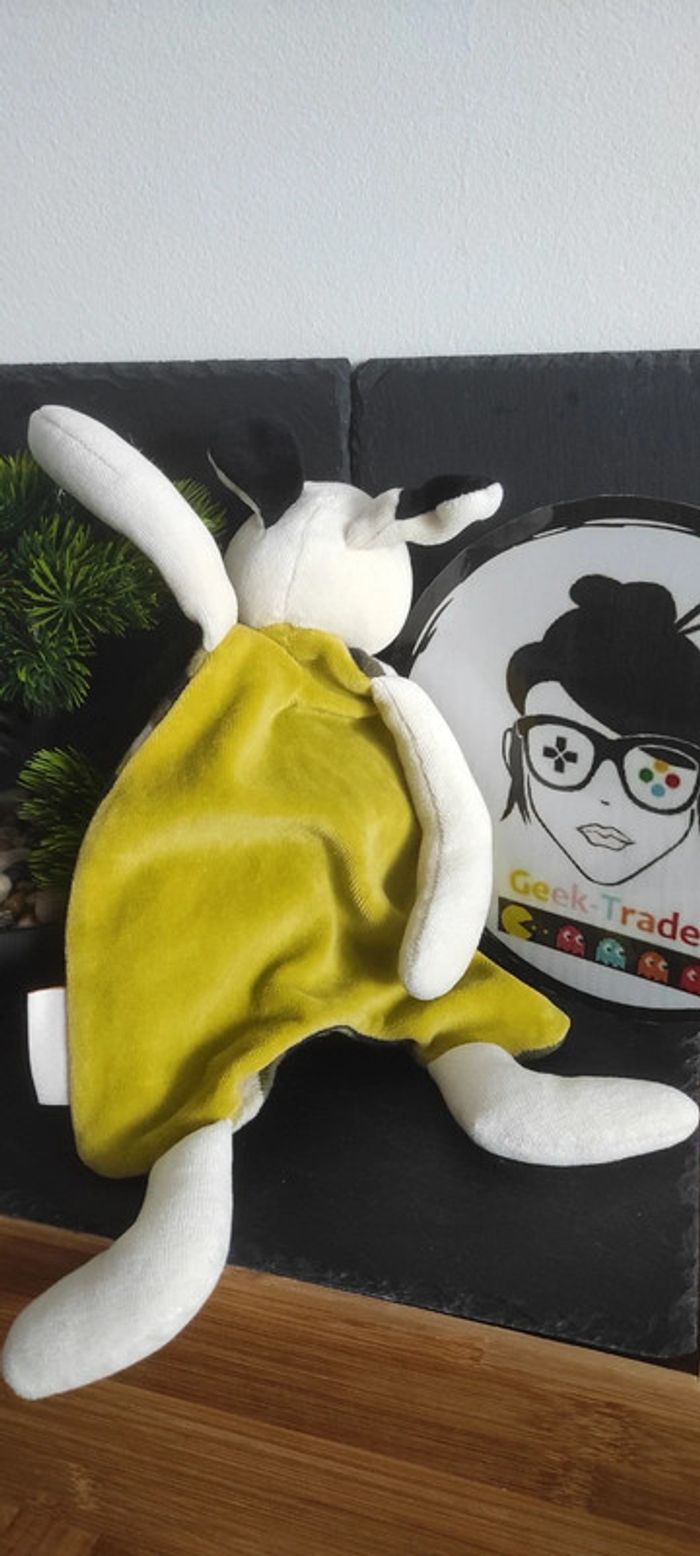 Moulin roty La grande famille doudou chien Julius blanc noir vert rayé rayure - photo numéro 2