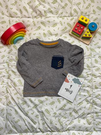 teeshirt manches longues gris 9/12 mois primark