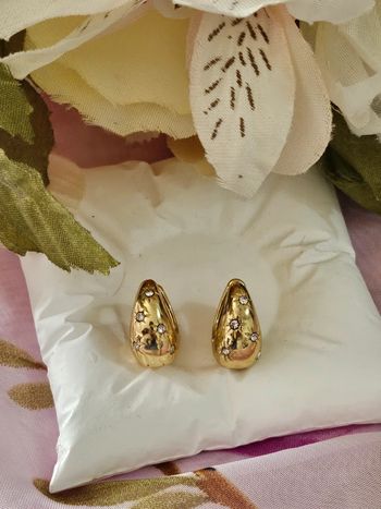 Minis créoles avec étoiles et zirconium, acier inoxydable