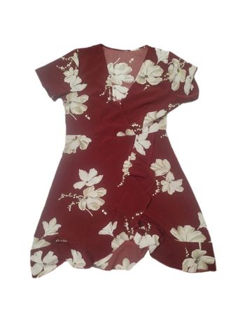 Robe d'été bordeaux fleurie à volants | Shein | M