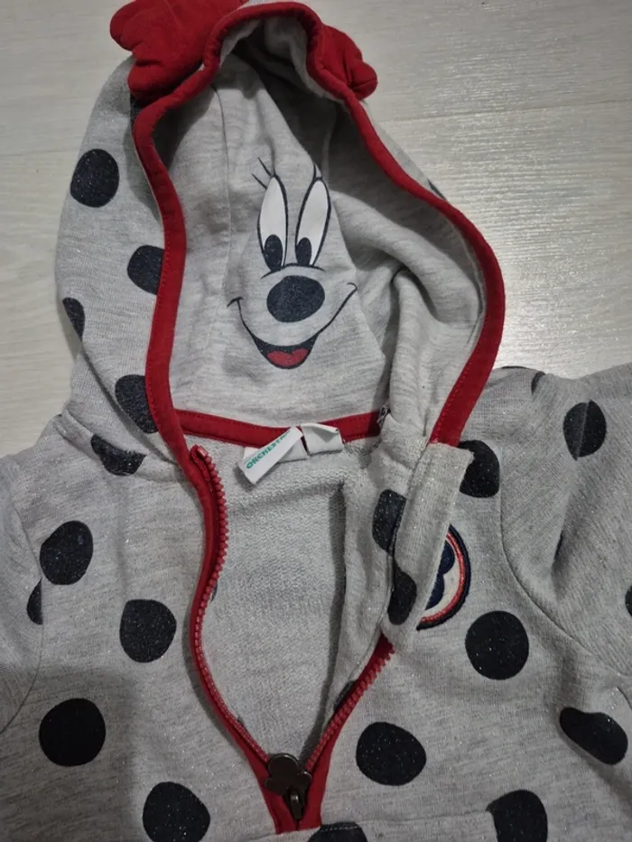Sweat à capuche gris à pois Minnie - photo numéro 4