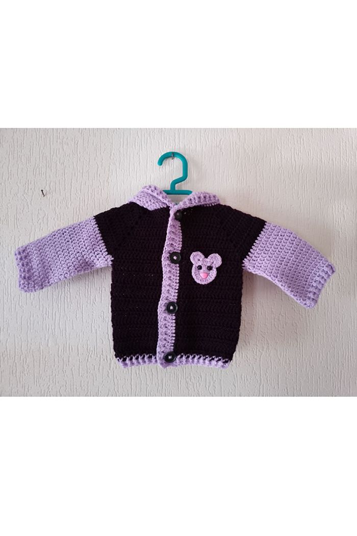 Blouson à Capuche fait main au crochet mixte taille 1 à 3 mois