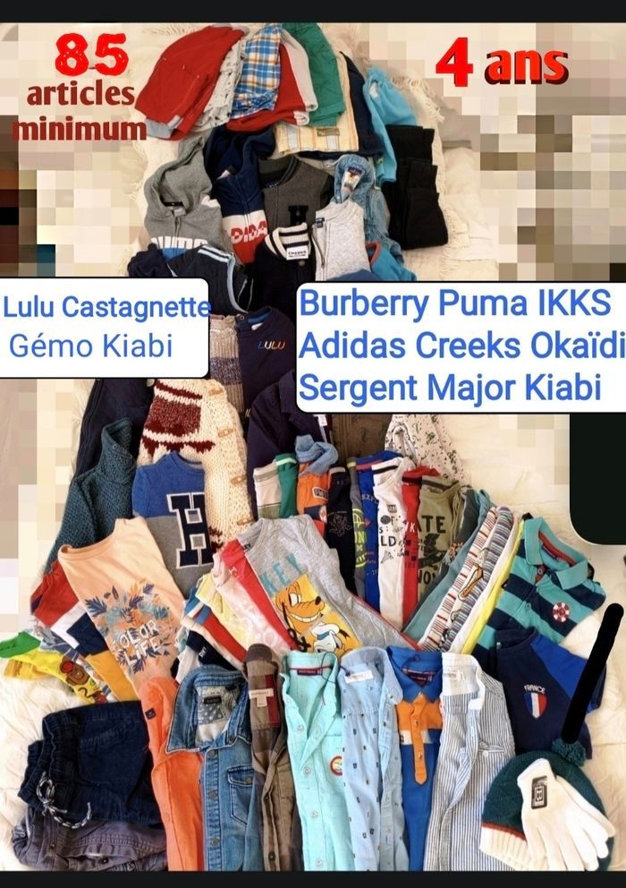 Lot de vêtements grandes marques 4 ans garçon+de 84 articles