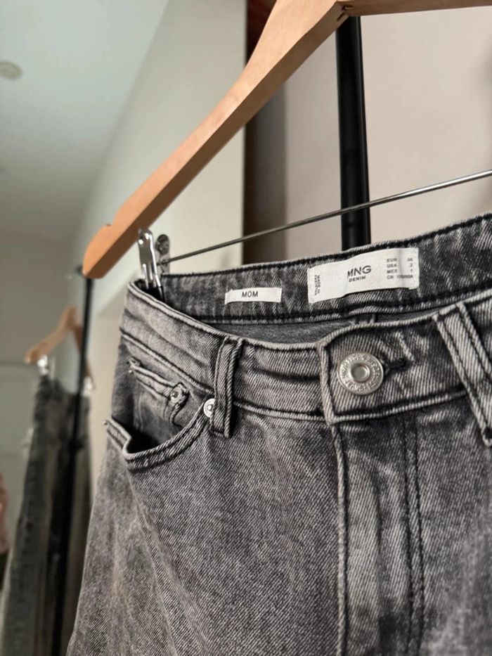 Pantalon en jean taille haute gris MOM XS - photo numéro 4