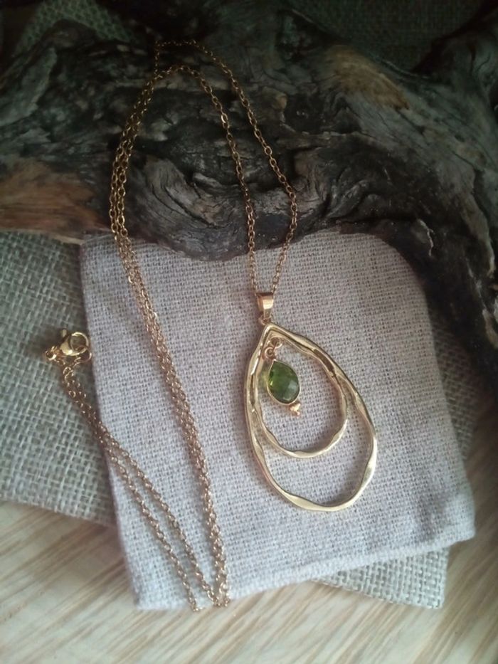 Collier goutte de péridot en pierre naturelle - photo numéro 3