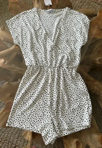 Combishort été femme blanc pois légère S
