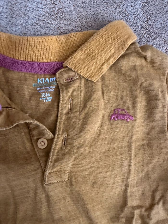 Polo jaune moutarde matière teeshirt 18 mois - photo numéro 2