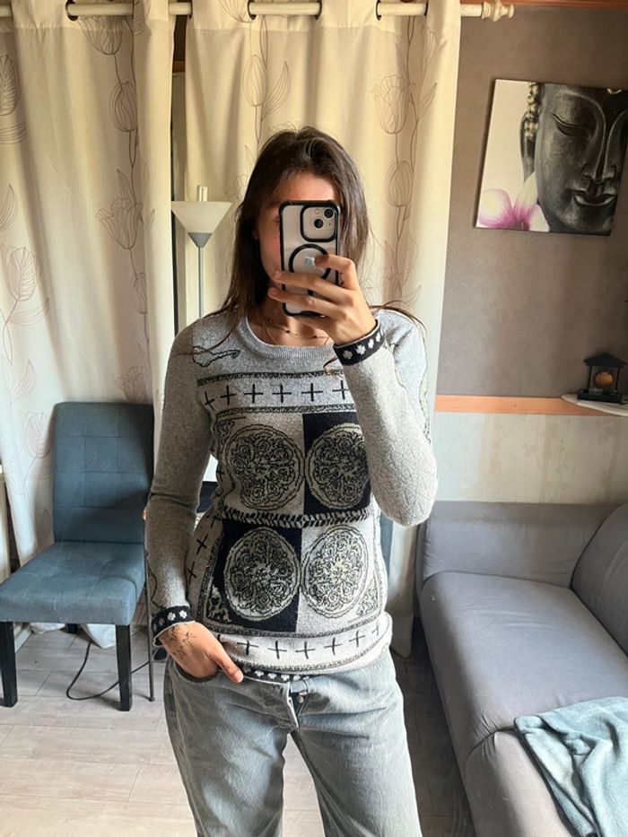 Pull laine vintage montagne grunge bohème champêtre - photo numéro 2