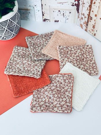 Lingette lavable et réutilisable lot de 7 en éponge coton