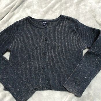 gilet court  bleu marine brillant kiabi 8 ans tbe