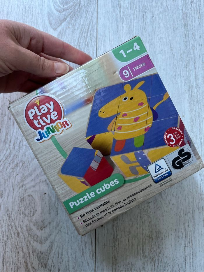 Puzzle cube bois 4 en 1  4 modèles  Playtive Junior  1-4 ans 9 pièces - photo numéro 3
