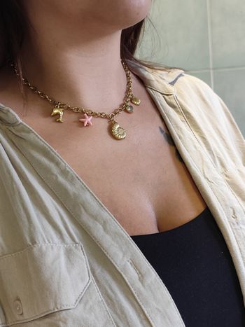 Collier coquillage étoile rose  ✅