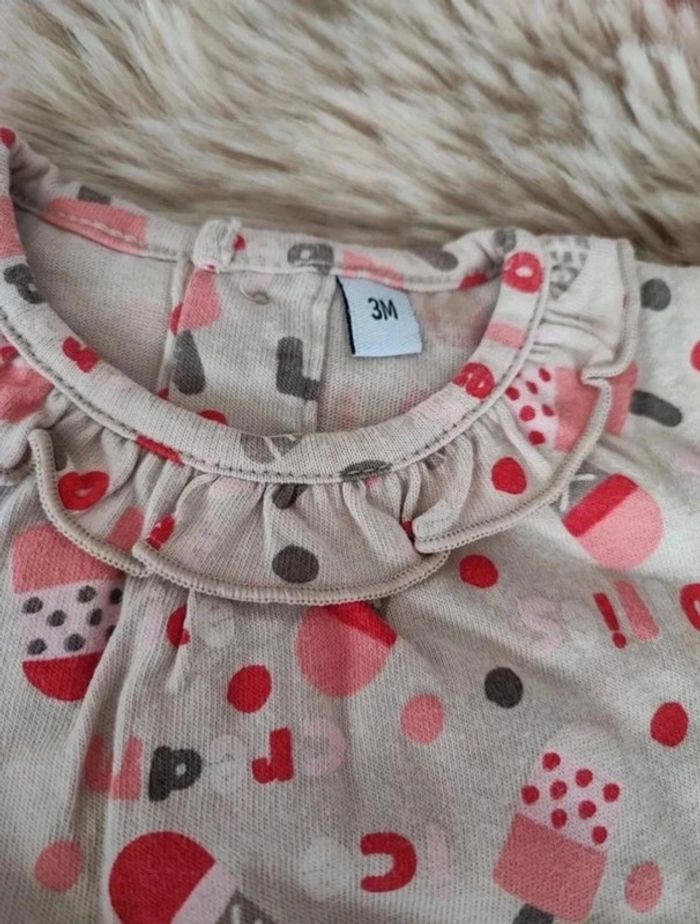 Ensemble  hiver t-shirt  pantalon beige 3 mois - photo numéro 3