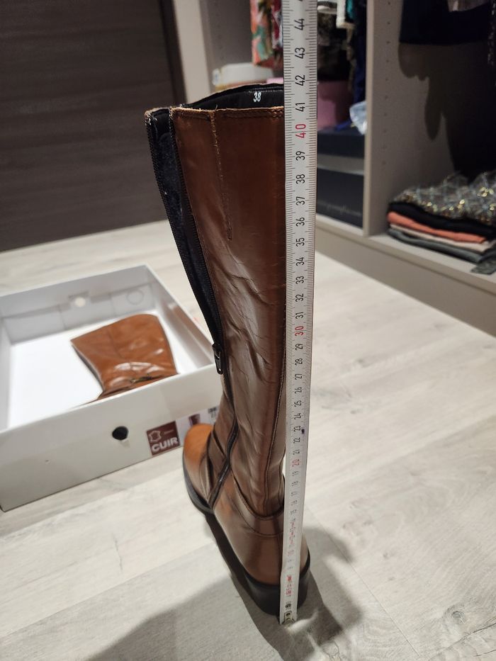 Bottes cuir marrons glacée La Halle - photo numéro 9