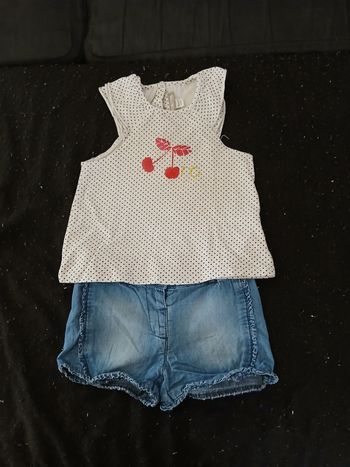Ensemble été short/haut 18 mois fille