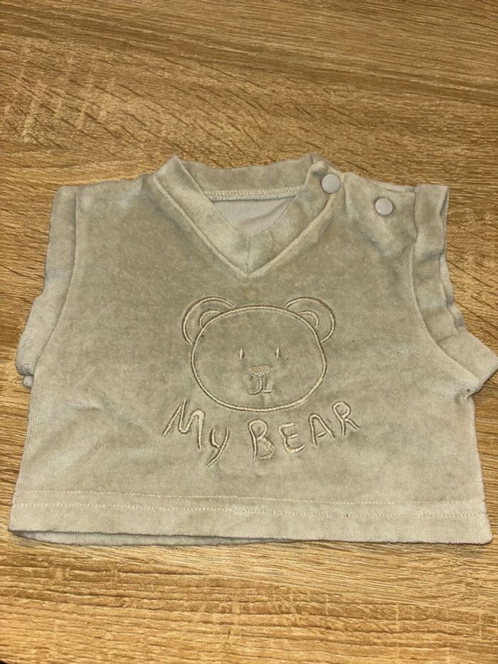 Haut pull bébé 0/1 mois motif ourson