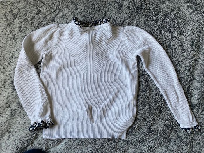 Magnifique pull Monoprix blanc details liberty - 8 ans