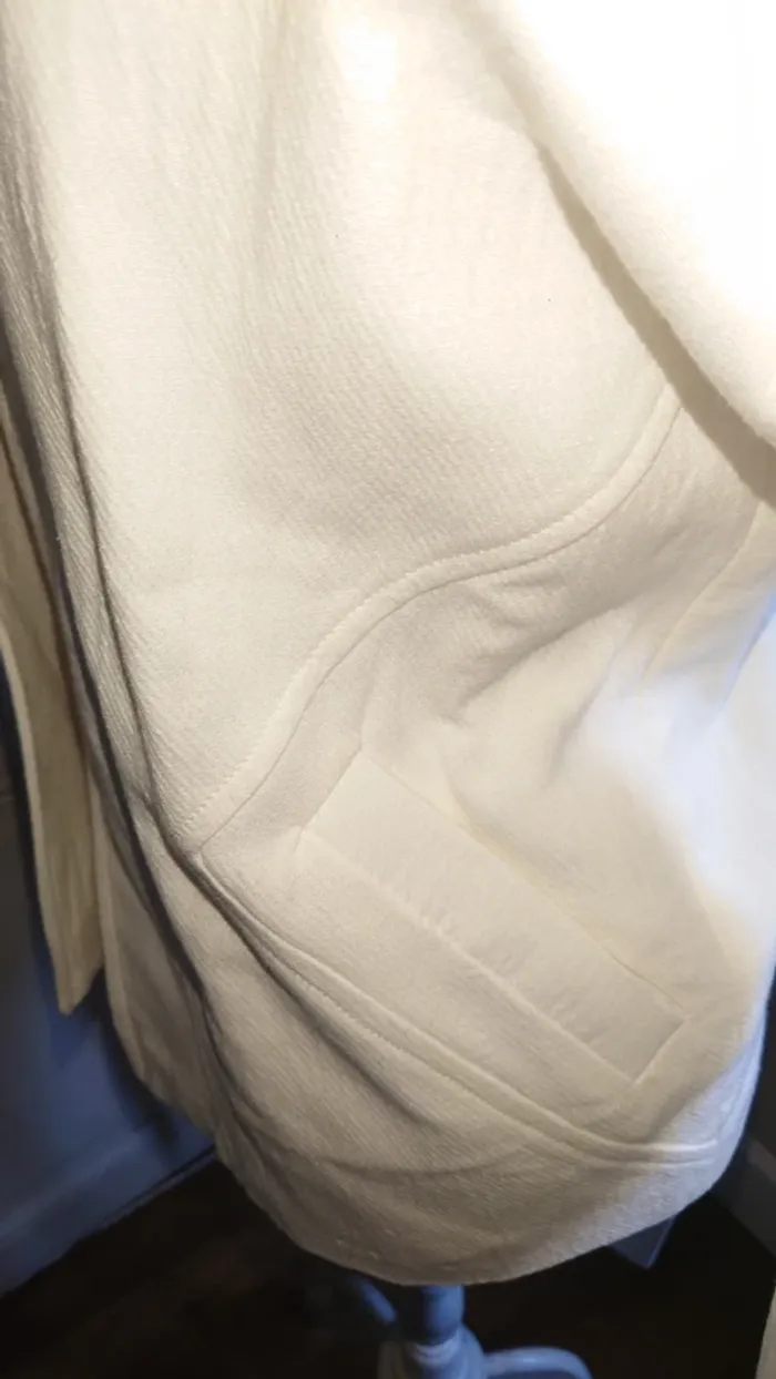 Manteau Veste Kimono t 34 36 Valentin Bérénice mi saison ceinturée blanc Coton - photo numéro 6