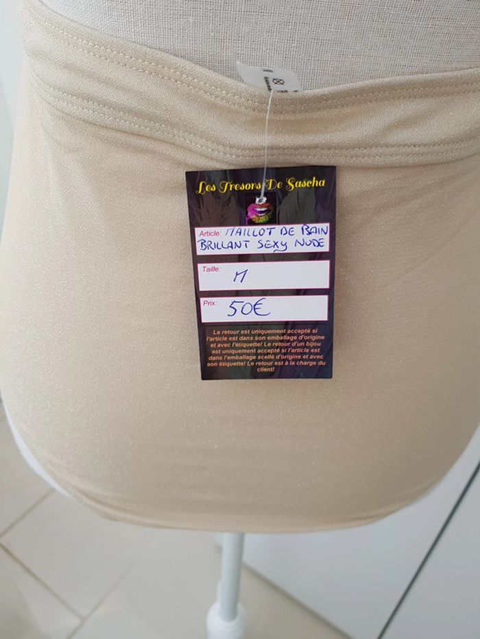 Maillot De Bain Beige Paillettes Brillant Taille M 38 - photo numéro 10