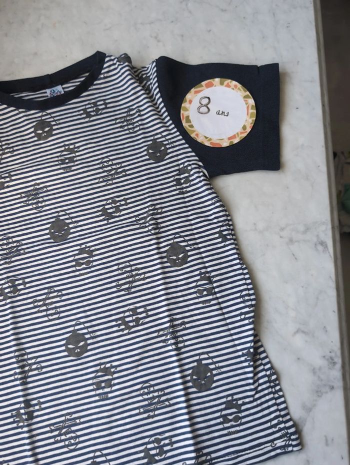 Tee-shirt fait main marinière et pirate 8 ans - photo numéro 2