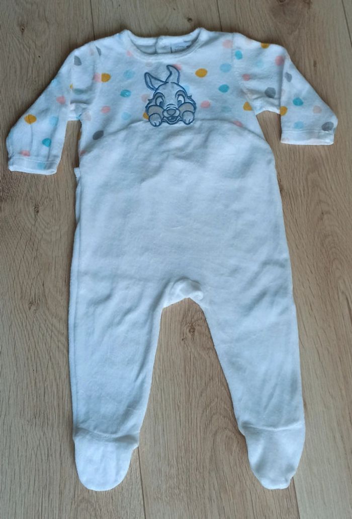 Pyjama velours Blanc Panpan lapin dans Bambi - Disney Baby - Taille 12 mois neuf