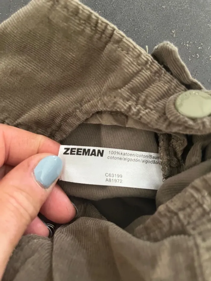 Salopette en velours kaki taille 1mois marque Zeeman - photo numéro 4