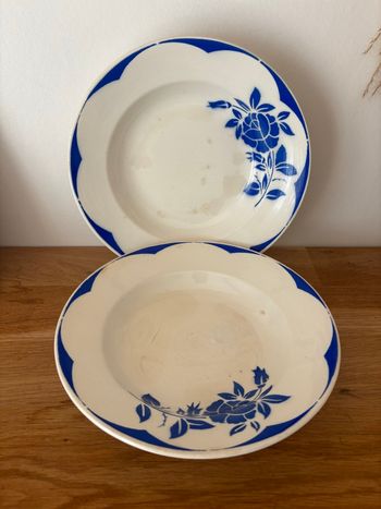 Ensemble de deux assiettes creuses anciennes Digoin Sarreguemines Corsica