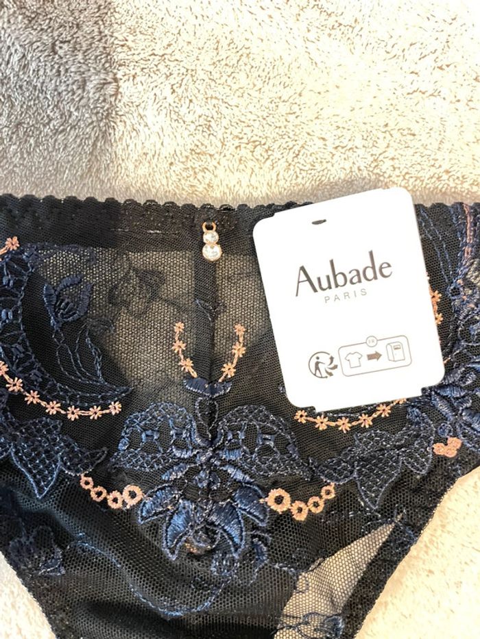 Aubade - Tanga Amour Precieux - Bleu, Taille 1 (XS/S) - photo numéro 2
