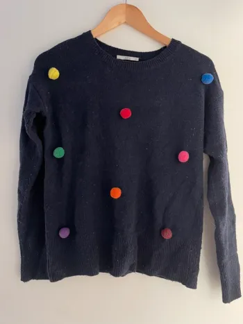 Pull edc bleu marine pompons XS