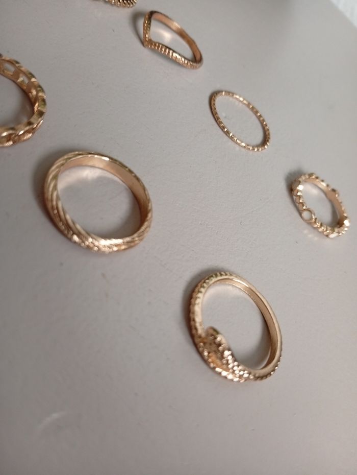 Lot 10 bagues en métal doré - photo numéro 6