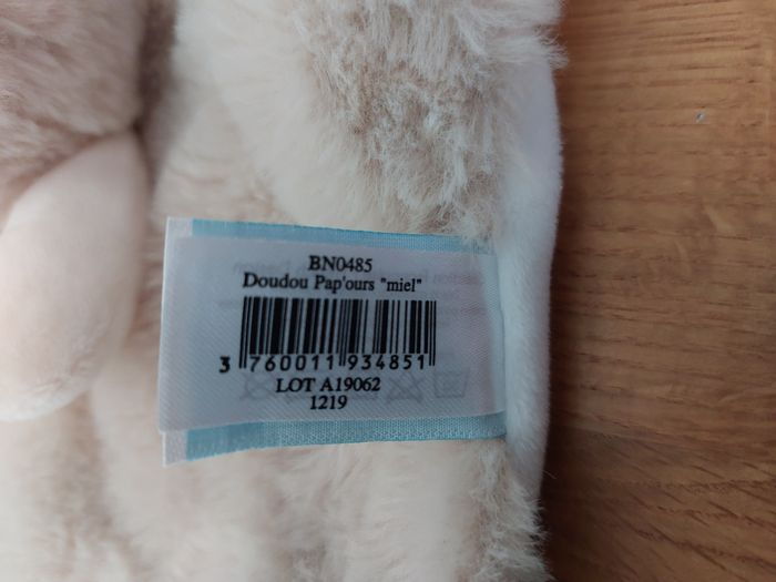 Doudou plat Ours - pap'ours "miel" Baby Nat - photo numéro 5