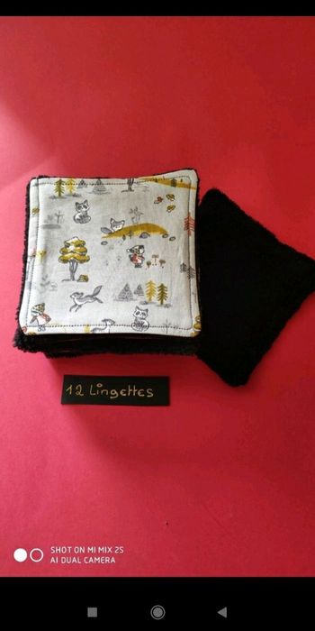12 lingettes lavables, neuf.