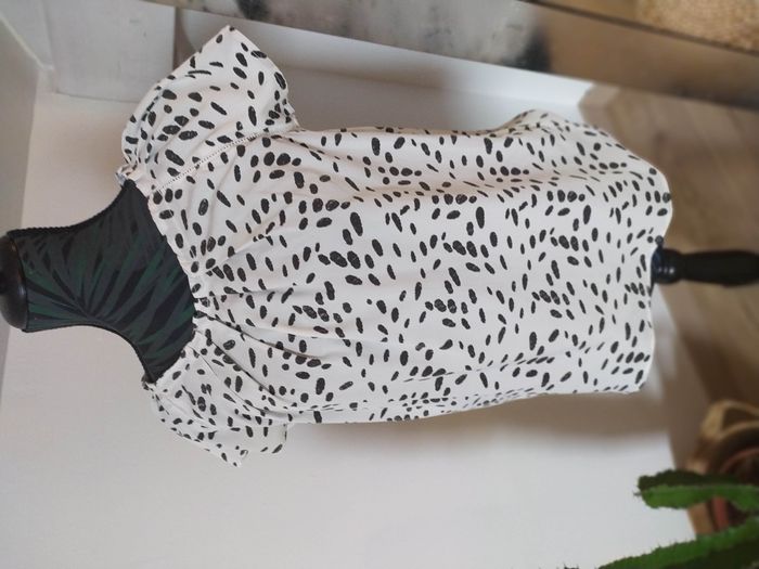 Petit haut blouse blanc imprimé tâche noire - photo numéro 2