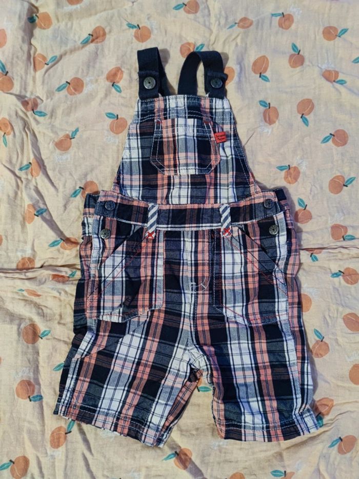 Salopette short à carreaux T.9 mois