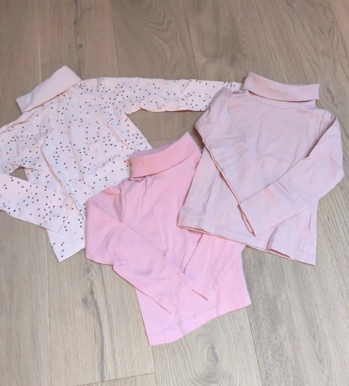 Lot 3 cols roulés légers rose 5 ans