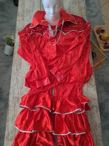 Tenue déguisement velour et paillette flamenco ou année 80