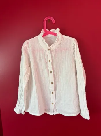 Chemise en gaze de coton bio et plumetis fille 10 ans Monoprix