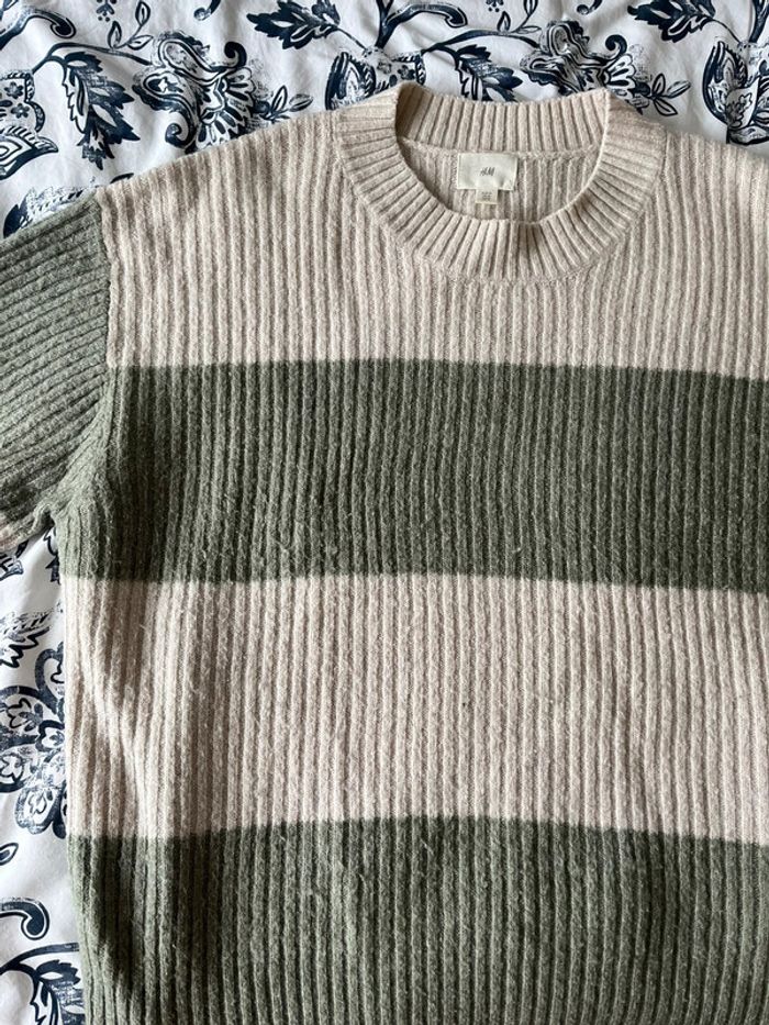 Pull col rond rayures