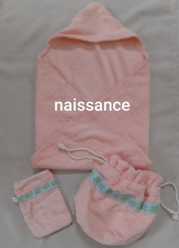 cape de bain naissance + gant + sac de transport ou de rangement