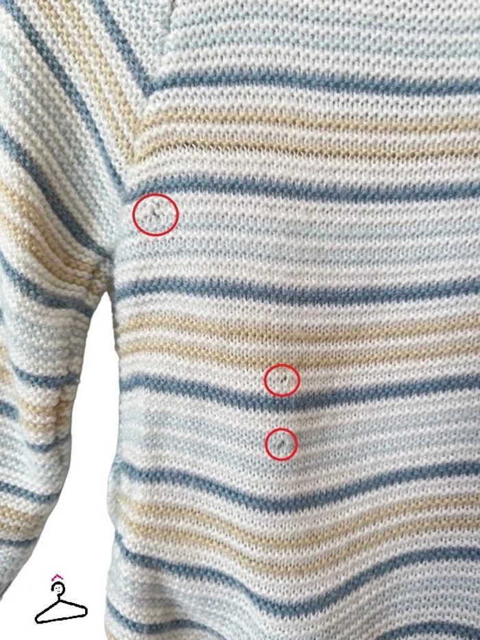 Brassière bébé rayée bleu / blanc / beige - Kitchoun 1 mois (54cm) - photo numéro 3