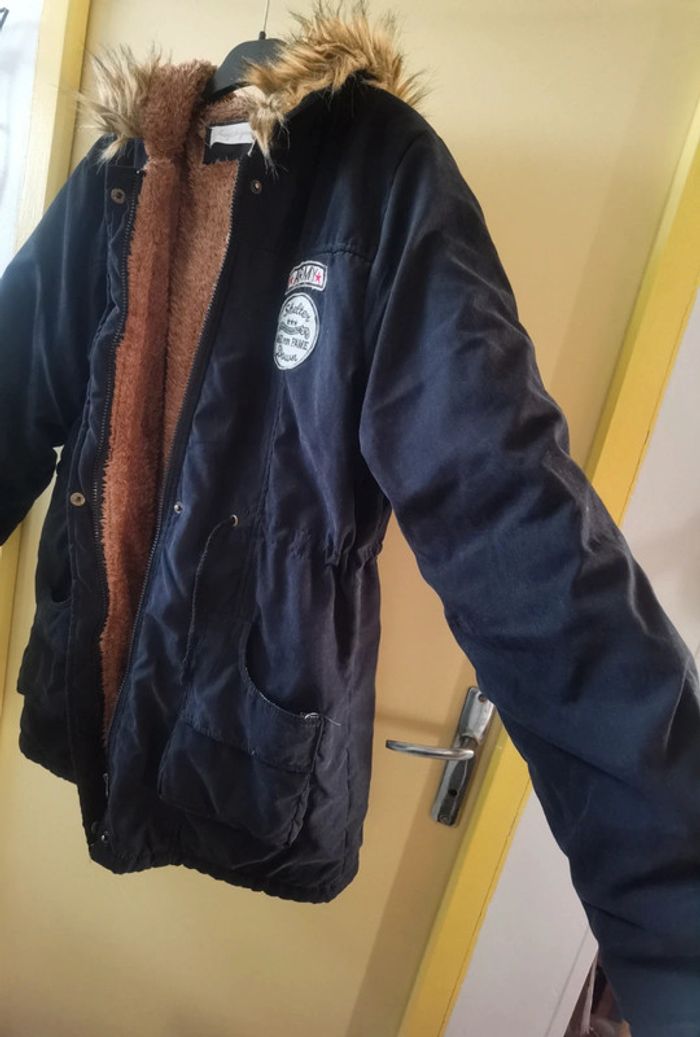Manteau chaud noir capuche fourrure 44/46 - photo numéro 8